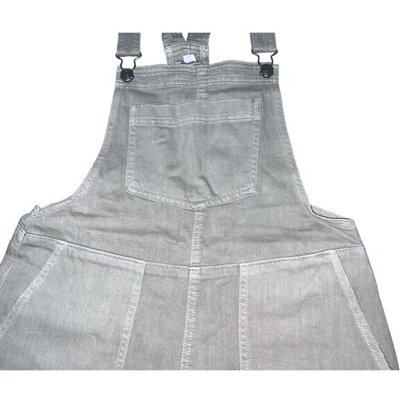 Aerie Womens Khaki Denim Overalls Shorts XS Womens Adjustable Straps Pockets Bei - Picture 15 of 16